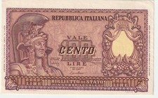 Italy 100 Lire Banknote 1951