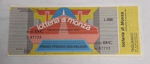 Biglietto lotteria monza - , di