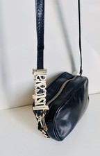 Borsa Roberto Cavalli nera in pelle di mucca tote top piccola borsetta catena...