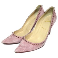 Christian Louboutin decolte tacco borchie scamosciate rosa EU39 US8,5 Giappone F/S USATE