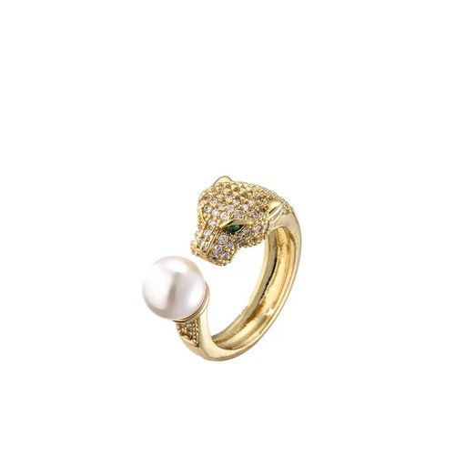 Anello testa leopardo oro - anello,
