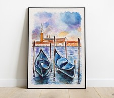 Acquerello Venezia gondole