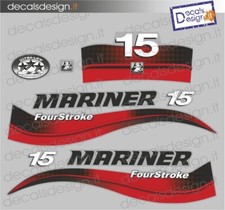 Adesivi motore marino fuoribordo Mariner 15 cv four stroke gommone barca decals