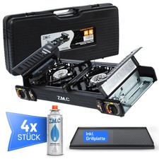 Premium 2 Fiammante Fornello Campeggio Esterno a Gas Griglia + 4x Cartuccia-Gas