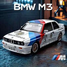 Modellino auto in lega 1:24 BMW M3 E30 1987 DTM veicolo giocattolo pressofuso suono e luce