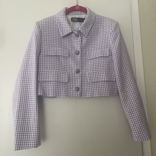 Zara blazer donna viola bianco - donna,