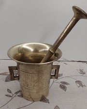 Mortaio con Pestello da farmacia in Ottone fine 800 inizio 900 Peso Gr.1165