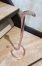 Scultura serpente Cobra rosa in vetro di Murano