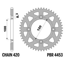 Corona PBR Z50 denti passo 420 in Ferro Beta RR50 Enduro/Motard 2022-2023