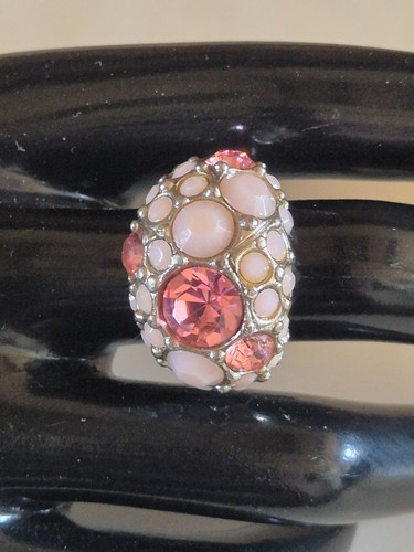 Anello vintage strass rosa