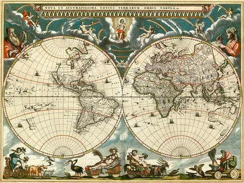 Quadro mappa emisfero mondo - mappa,