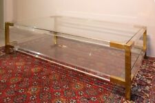 tavolo basso da salotto vintage ottone cristallo perspex fine anni '70