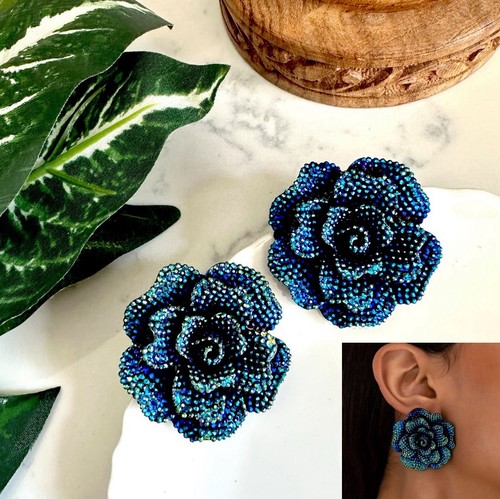 Orecchini fiore strass - orecchini,