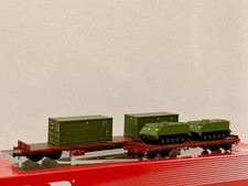 RIVAROSSI HR 6612 HO set 2 carri pianali Rgs e Rmms con 2 container e 2 blindati