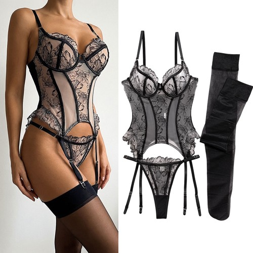 Women sheer lace corset - women's,