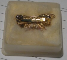 VINTAGE SPILLA FARFALLA FILIGRANA IN ARGENTO 800 E SMALTO PLACCATA IN ORO