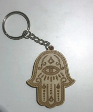 Portachiavi in legno "MANO DI FATIMA CON OCCHIO  "  gadget  Wooden keychain
