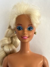 Barbie bambola bionda vintage 1976 abbronzata con orecchini occhi azzurri (A027)