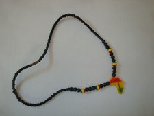 Collana Vintage - I Love Africa - Perline nere con inserti verdi gialli rossi