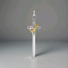 ? Spada Vintage con Ciondolo Corona in Argento 925 ? Uomo Donna 12,4g