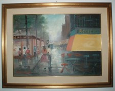 Olio su tela soggetto Parigi 1962 firmato 50 x 70