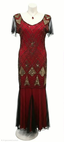 Abito rosso con paillettes - , e