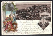 Litografia Lager Lechfeld, comando della piazza, veduta generale 1904 