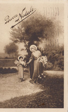 CARTOLINA *59 AUGURI-FESTE BUON NATALE GESU CRISTIANESIMO MARIA VIAGGIATA 1934