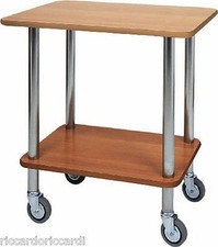 Carrello gueridon cm 70X50X78H 2 piani professionale noce e metallo carrelli