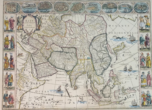 Asia map continent stampa - map,
