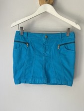 Minigonna vintage Y2K Versace blu brillante micro zip elasticizzata 24