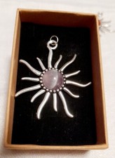 Ciondolo SOLE con AMETISTA in  ARGENTO TIBETANO Unisex  