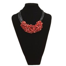 collana corta girocollo corallo bambù rosso bigiotteria artigianale regalo donna