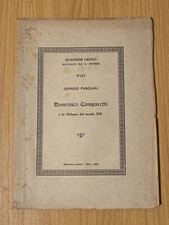 Domenico Comparetti E La Filologia Del Secolo XIX, Giorgio Pasquali 1929