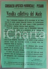 1949 PESARO Vendita collettiva miele CONSORZIO APISTICO PROVINCIALE *Manifesto