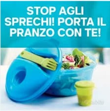 Tupperware Mangiasano 1500 ml con Contenitore per Condimento E Posate 