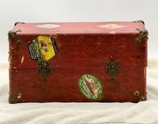 Cassettiera bauletto baule bambola legno antico con cassetti adesivi viaggio