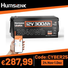 Batteria 12V 300Ah LiFePO4 Bluetooth batteria litio BMS 200A camper marino camper