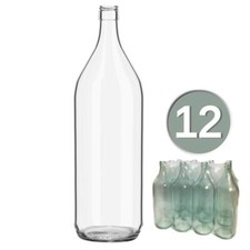12 Bottiglie in vetro trasparente Bottiglione 2 Litri per acqua vino con tappi