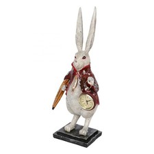 Statua coniglio con orologio in resina orecchie lunghe Alice nel paese delle mer