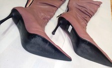 STIVALI IN PELLE MARRONE ROSSICCIO DONNA USATI TAGLIA 38