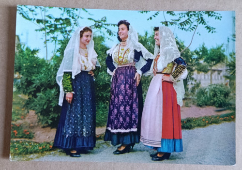 Cartolina costumi sardi - costumi,