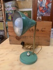 VINTAGE LAMPADA regolabile SCRIVANIA METALLO SMALTATO VERDE FUNZIONANTE ANNI 50s