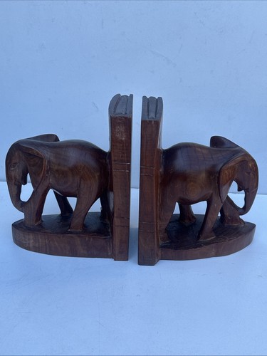 Vintage bookends hand carved - bookends,
