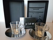 2 Tazzine Bar Caffè  Nespresso View Cups & Saucers Acciaio Vetro