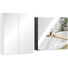 HOMCOM Pensile Bagno 2 Ante con Specchiera e 2 Ripiani Interni 60x15x75cm