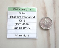 VATICAN CITY, 5 lire, 1953