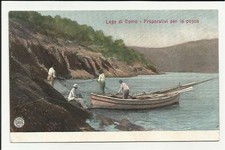 LAGO DI COMO PREPARATIVI PER LA PESCA BARCA DA PESCA