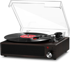 Giradischi Vinile,  Giradischi Portatile Vintage Bluetooth Con 3 Velocità 33/45/