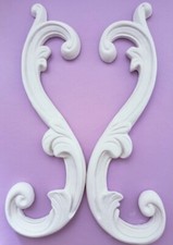 Grande Ornamento In Gesso "Curl" Bianco Oro Argento Etc Rilievo, Decorazione
